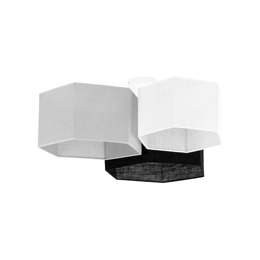 Duolla - Loftlampe ROLLER TRIO HEX 3xE27/15W/230V sort/grå/hvid