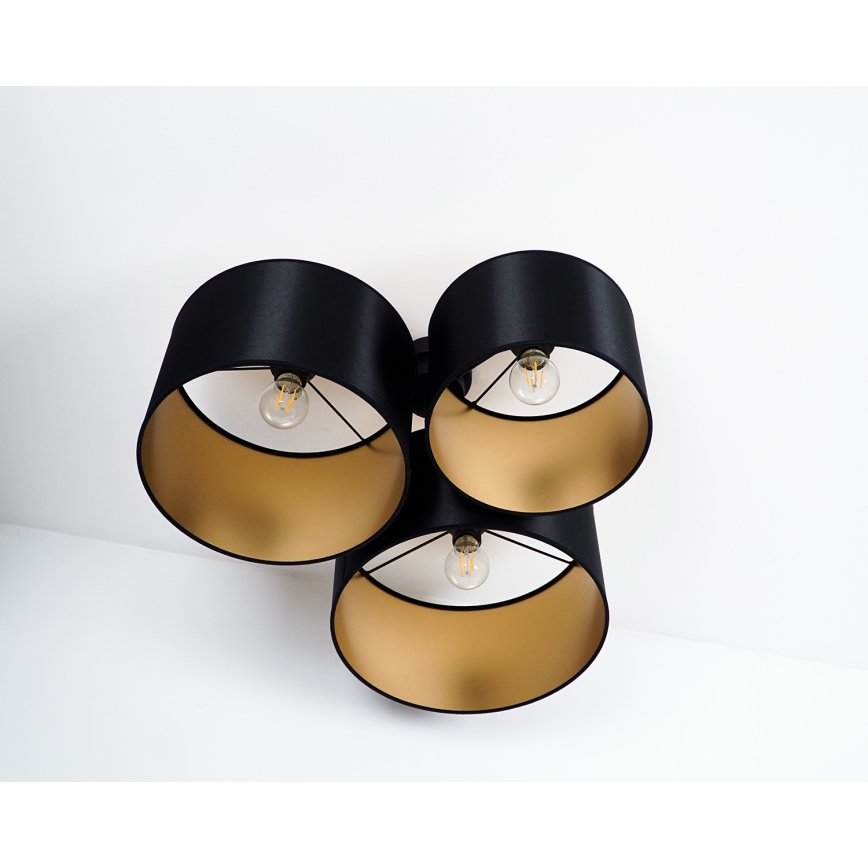 Duolla - Loftlampe ROLLER TRIO SHINY 3xE27/15W/230V sort/guldfarvet