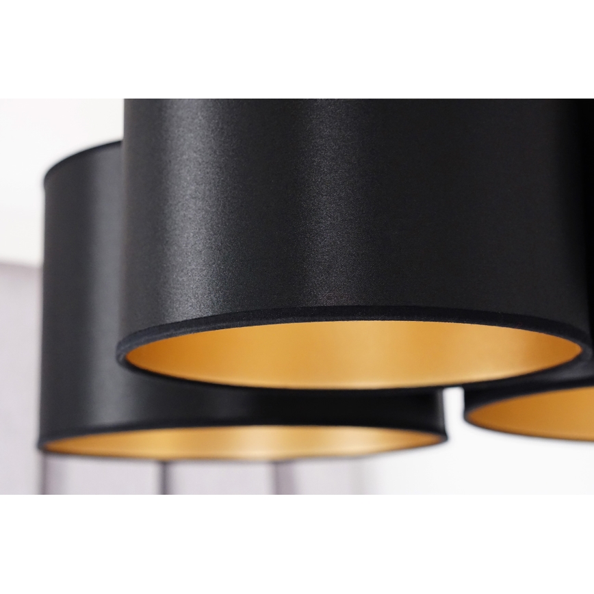 Duolla - Loftlampe ROLLER TRIO SHINY 3xE27/15W/230V sort/guldfarvet