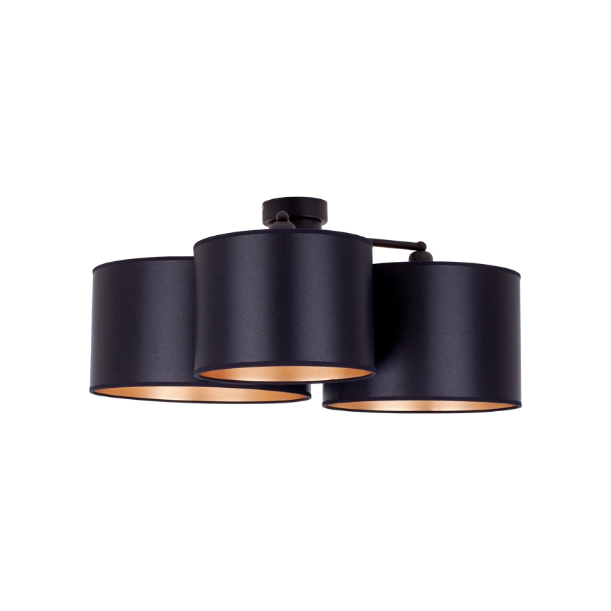 Duolla - Loftlampe ROLLER TRIO SHINY 3xE27/15W/230V sort/guldfarvet