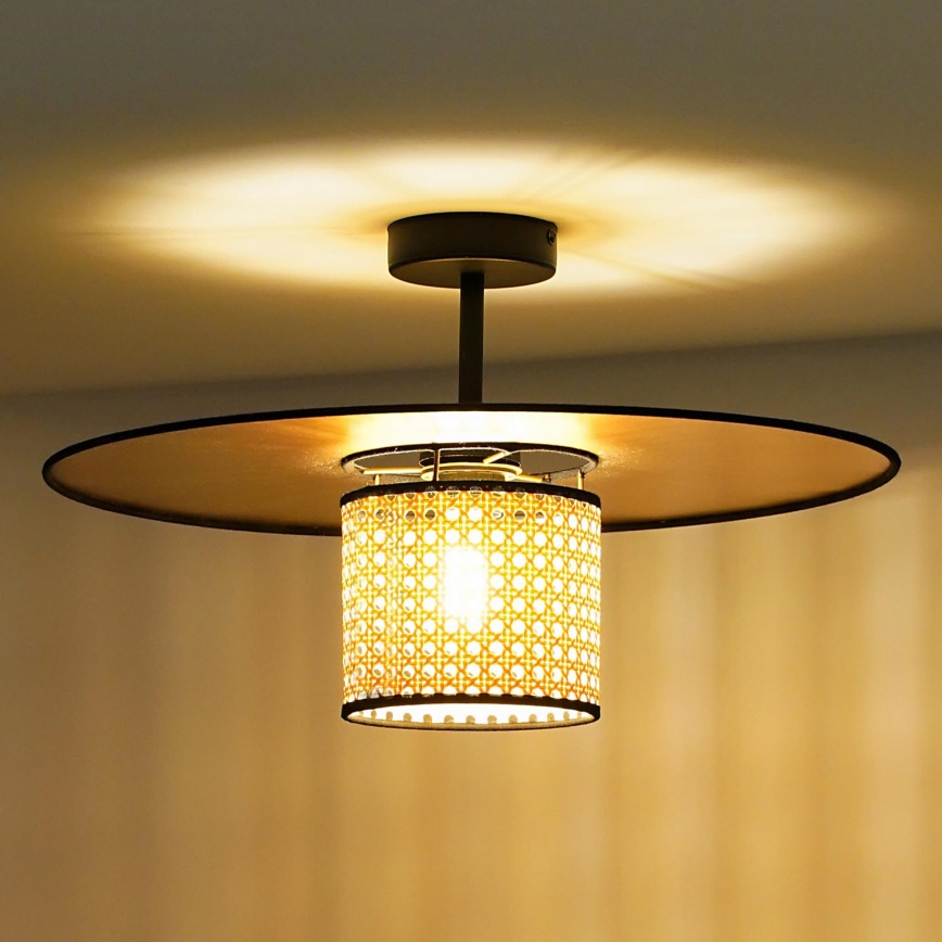 Duolla - Loftlampe TOKYO RATTAN 1xE27/15W/230V diameter 50 cm guldfarvet/Rattan