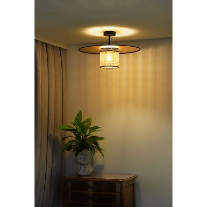 Duolla - Loftlampe TOKYO RATTAN 1xE27/15W/230V diameter 50 cm guldfarvet/Rattan