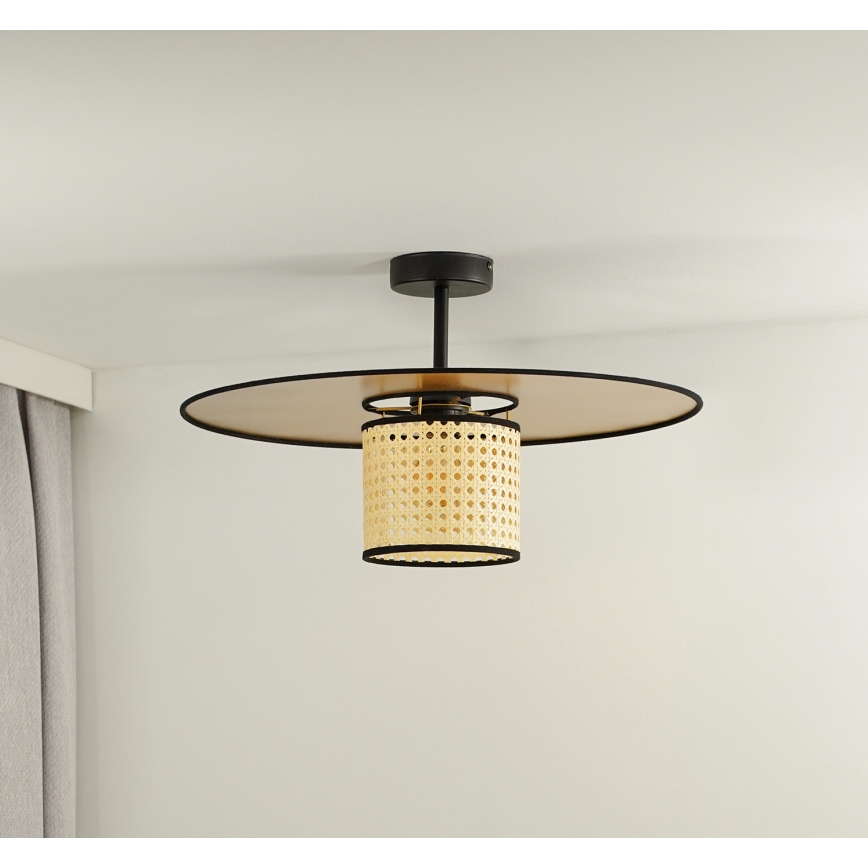 Duolla - Loftlampe TOKYO RATTAN 1xE27/15W/230V diameter 50 cm guldfarvet/Rattan