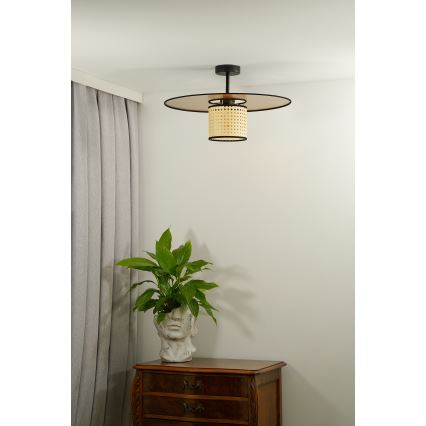 Duolla - Loftlampe TOKYO RATTAN 1xE27/15W/230V diameter 50 cm guldfarvet/Rattan