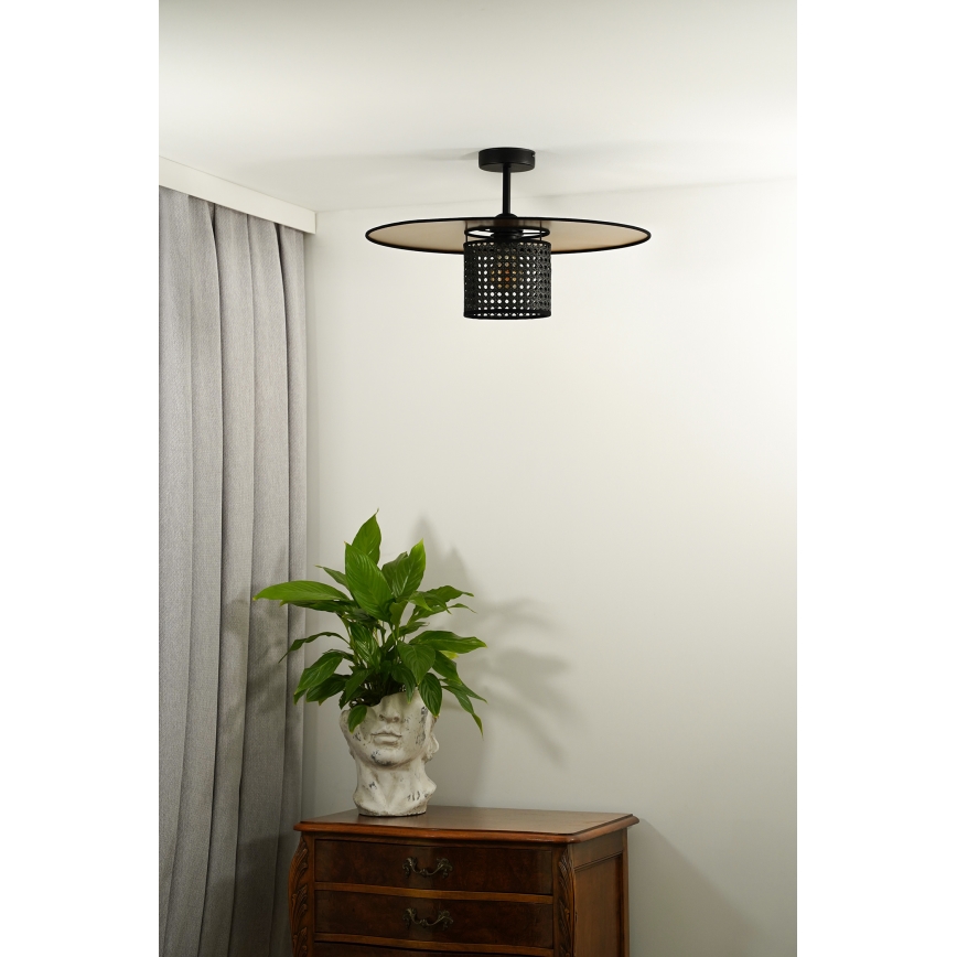 Duolla - Loftlampe TOKYO RATTAN 1xE27/15W/230V diameter 50 cm guldfarvet/sort