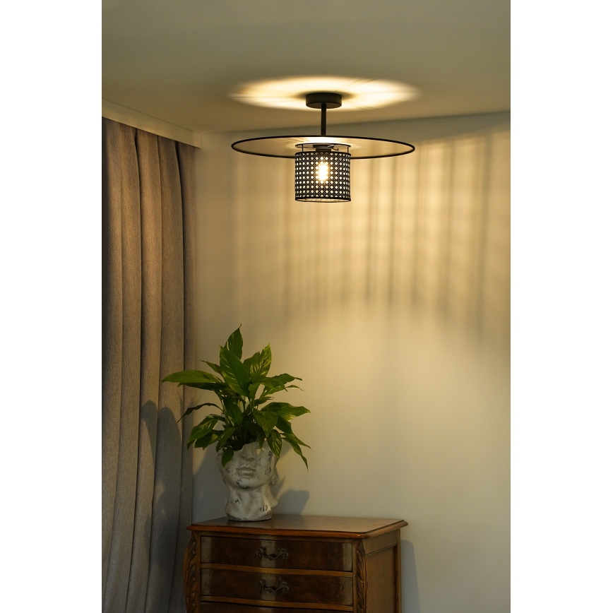 Duolla - Loftlampe TOKYO RATTAN 1xE27/15W/230V diameter 50 cm sort/sølvfarvet