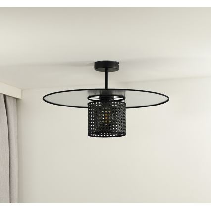 Duolla - Loftlampe TOKYO RATTAN 1xE27/15W/230V diameter 50 cm sort/sølvfarvet