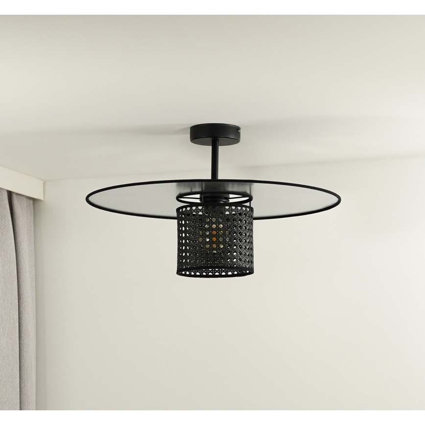 Duolla - Loftlampe TOKYO RATTAN 1xE27/15W/230V diameter 50 cm sort/sølvfarvet