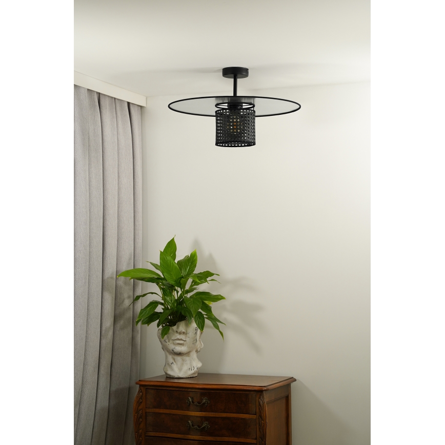Duolla - Loftlampe TOKYO RATTAN 1xE27/15W/230V diameter 50 cm sort/sølvfarvet