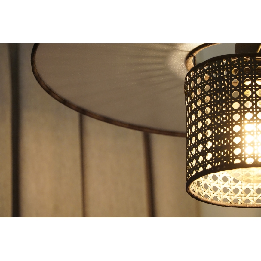 Duolla - Loftlampe TOKYO RATTAN 1xE27/15W/230V diameter 50 cm sort/sølvfarvet