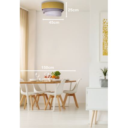 Duolla - Loftlampe TRIO 1xE27/15W/230V diameter 45 cm gul/grå/hvid