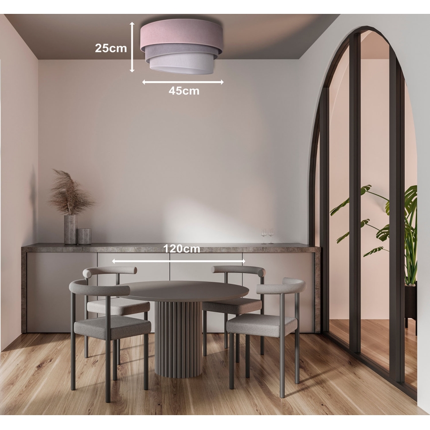 Duolla - Loftlampe TRIO 1xE27/15W/230V diameter 45 cm lyserød/grå/hvid