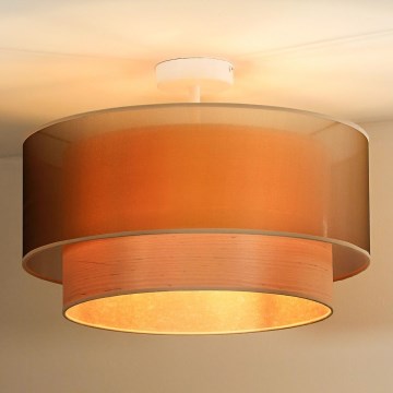 Duolla - Loftlampe WOOD BOHO 1xE27/15W/230V diameter 45 cm kobber/beige