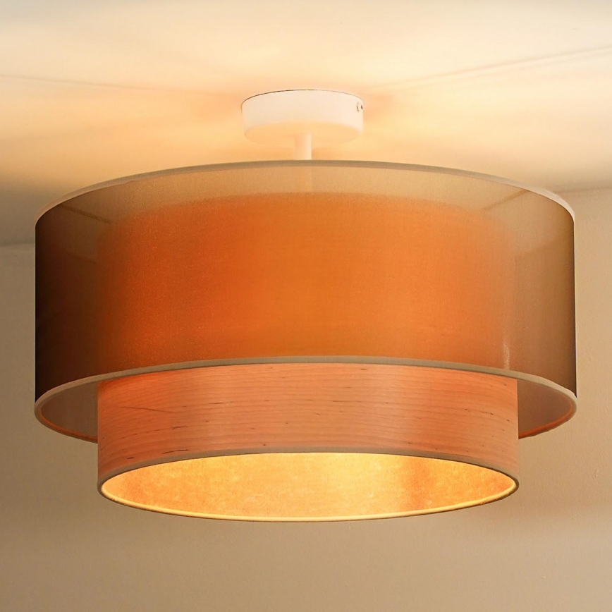Duolla - Loftlampe WOOD BOHO 1xE27/15W/230V diameter 45 cm kobber/beige