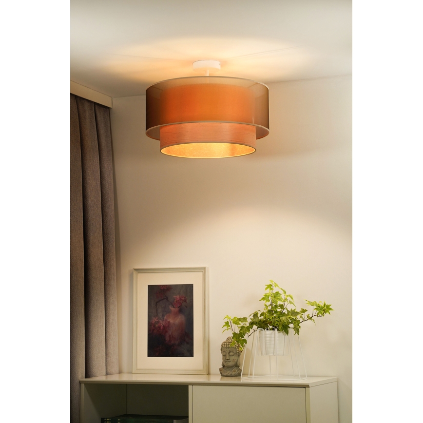 Duolla - Loftlampe WOOD BOHO 1xE27/15W/230V diameter 45 cm kobber/beige