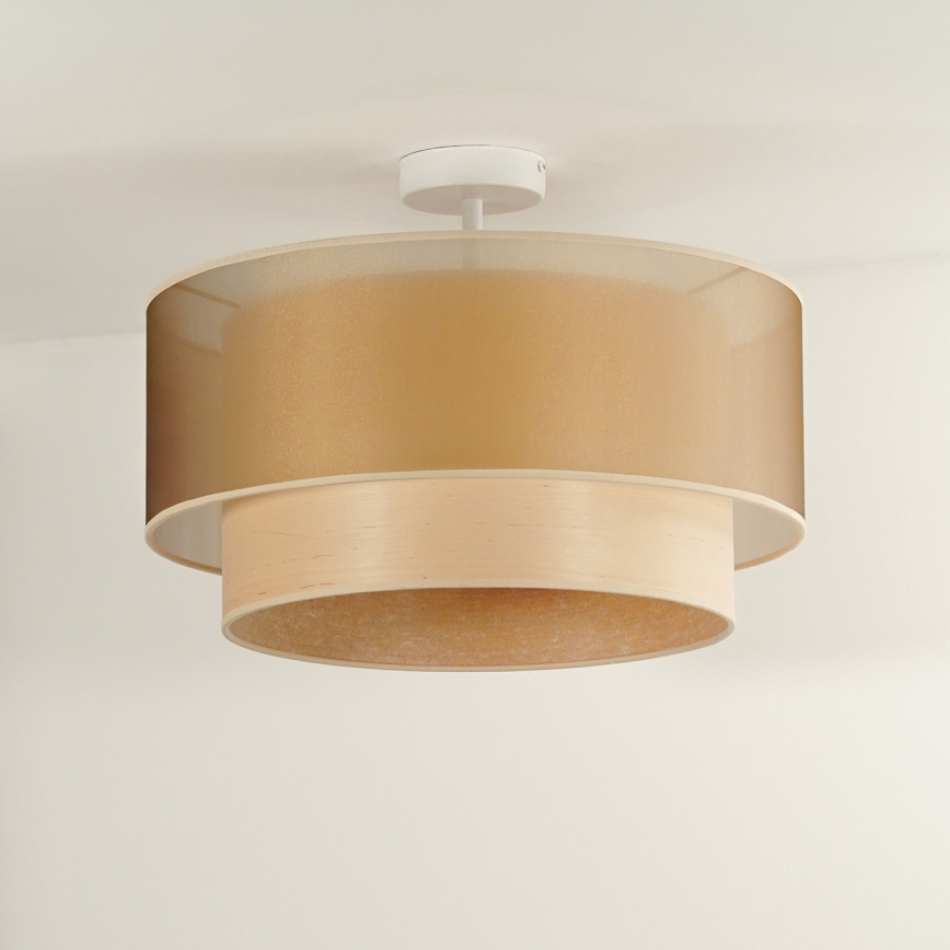 Duolla - Loftlampe WOOD BOHO 1xE27/15W/230V diameter 45 cm kobber/beige