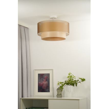 Duolla - Loftlampe WOOD BOHO 1xE27/15W/230V diameter 45 cm kobber/beige