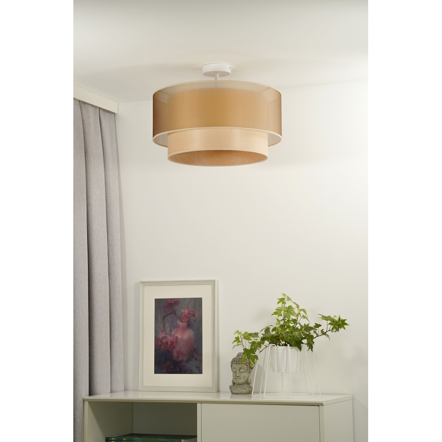 Duolla - Loftlampe WOOD BOHO 1xE27/15W/230V diameter 45 cm kobber/beige