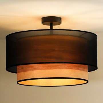 Duolla - Loftlampe WOOD BOHO 1xE27/15W/230V diameter 45 cm sort/beige