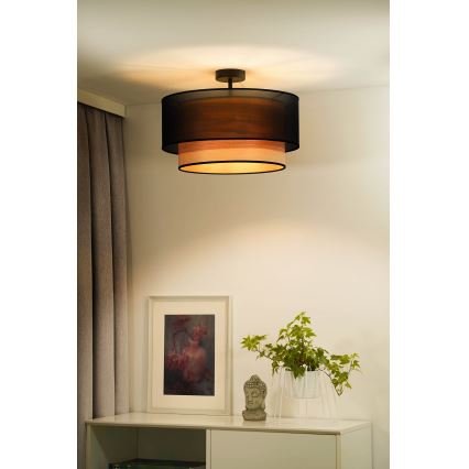 Duolla - Loftlampe WOOD BOHO 1xE27/15W/230V diameter 45 cm sort/beige