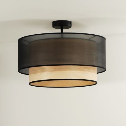 Duolla - Loftlampe WOOD BOHO 1xE27/15W/230V diameter 45 cm sort/beige