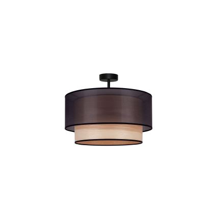 Duolla - Loftlampe WOOD BOHO 1xE27/15W/230V diameter 45 cm sort/beige
