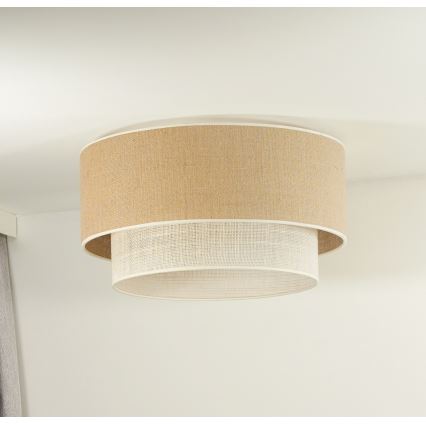 Duolla - Loftlampe YUTE BOHO 1xE27/15W/230V diameter 45 cm brun/cremefarvet
