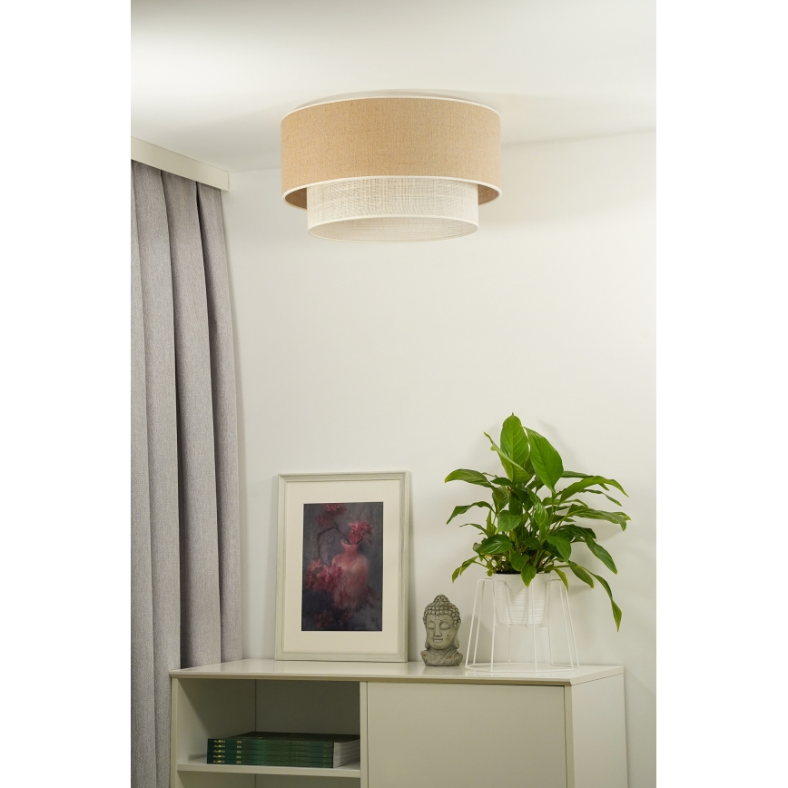 Duolla - Loftlampe YUTE BOHO 3xE27/15W/230V diameter 60 cm brun/cremefarvet