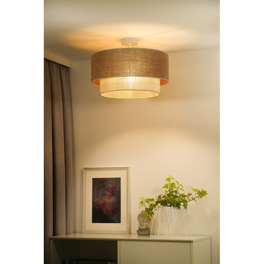Duolla - Loftlampe YUTE BOHO 3xE27/15W/230V diameter 60 cm brun/cremefarvet
