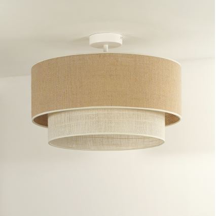 Duolla - Loftlampe YUTE BOHO 3xE27/15W/230V diameter 60 cm brun/cremefarvet