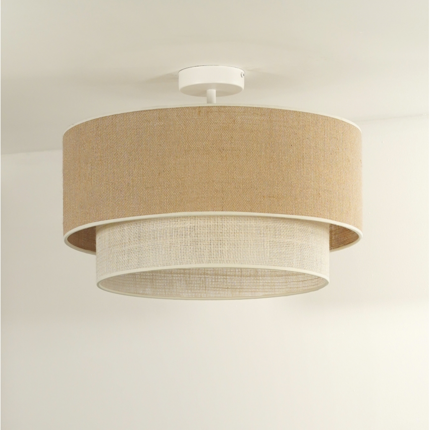 Duolla - Loftlampe YUTE BOHO 3xE27/15W/230V diameter 60 cm brun/cremefarvet