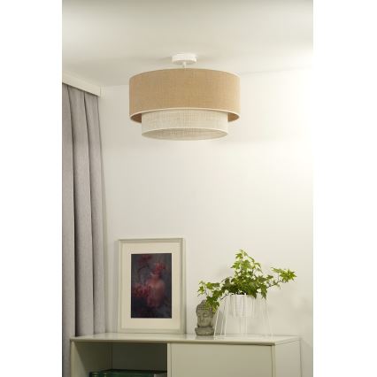 Duolla - Loftlampe YUTE BOHO 3xE27/15W/230V diameter 60 cm brun/cremefarvet
