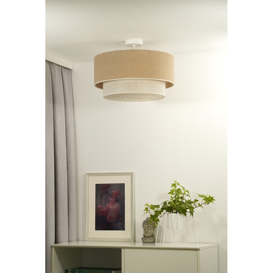 Duolla - Loftlampe YUTE BOHO 3xE27/15W/230V diameter 60 cm brun/cremefarvet