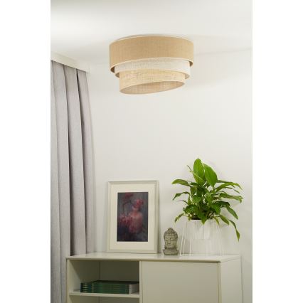 Duolla - Loftlampe YUTE TRIO 3xE27/15W/230V diameter 60 cm brun/grå/beige