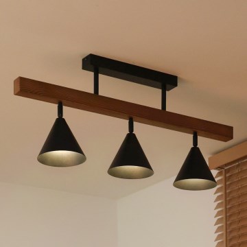Duolla - Påbygget loftlampe IRONLINE 3xG9/3W/230V fyr eg/sort