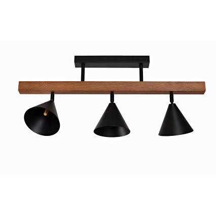Duolla - Påbygget loftlampe IRONLINE 3xG9/3W/230V fyr eg/sort