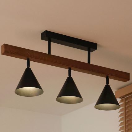 Duolla - Påbygget loftlampe IRONLINE 3xG9/3W/230V fyr eg/sort