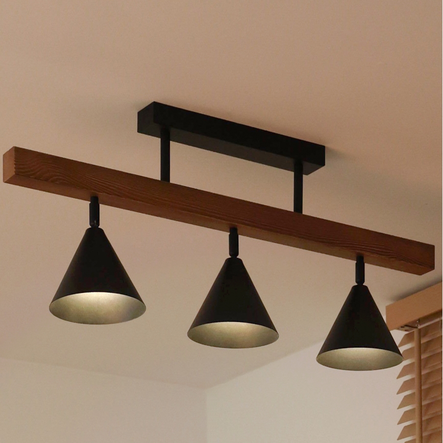 Duolla - Påbygget loftlampe IRONLINE 3xG9/3W/230V fyr eg/sort