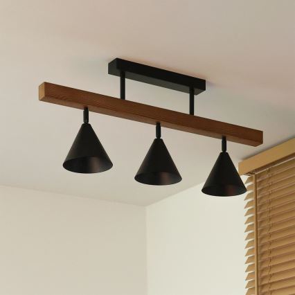 Duolla - Påbygget loftlampe IRONLINE 3xG9/3W/230V fyr eg/sort