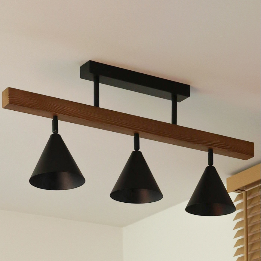 Duolla - Påbygget loftlampe IRONLINE 3xG9/3W/230V fyr eg/sort