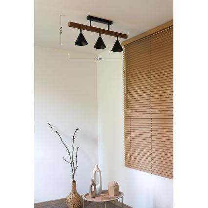 Duolla - Påbygget loftlampe IRONLINE 3xG9/3W/230V fyr eg/sort