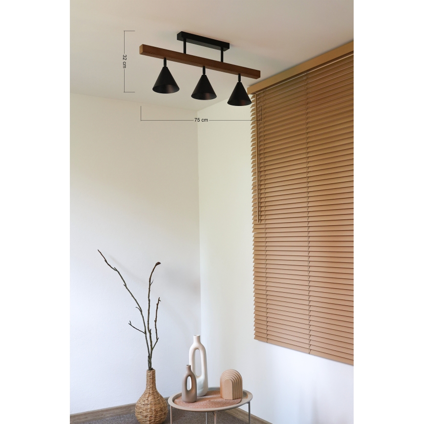Duolla - Påbygget loftlampe IRONLINE 3xG9/3W/230V fyr eg/sort