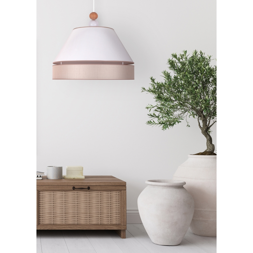Duolla - Pendel AVIGNON 1xE27/15W/230V diameter 50 cm hvid/beige