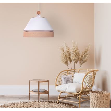 Duolla - Pendel AVIGNON 1xE27/15W/230V diameter 50 cm hvid/brun