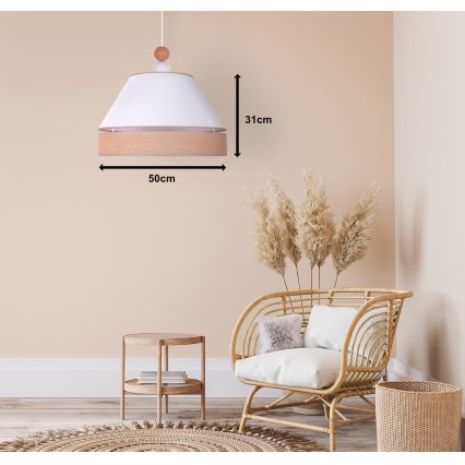 Duolla - Pendel AVIGNON 1xE27/15W/230V diameter 50 cm hvid/brun