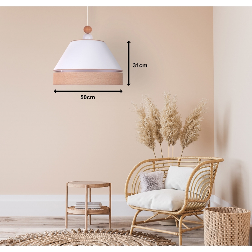 Duolla - Pendel AVIGNON 1xE27/15W/230V diameter 50 cm hvid/brun