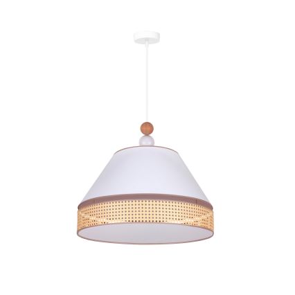 Duolla - Pendel AVIGNON 1xE27/15W/230V diameter 50 cm hvid/Rattan