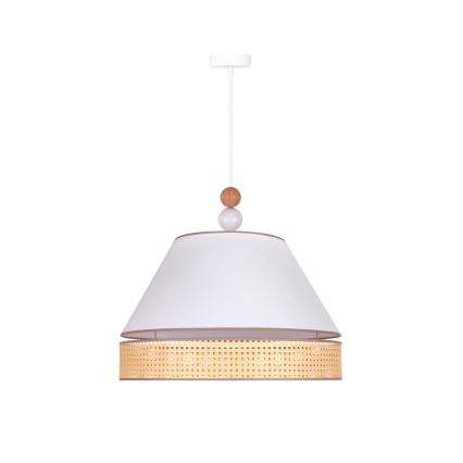 Duolla - Pendel AVIGNON 1xE27/15W/230V diameter 50 cm hvid/Rattan