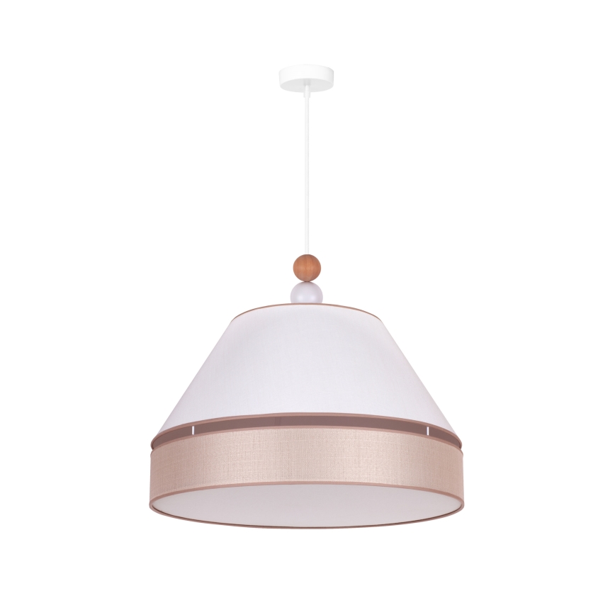 Duolla - Pendel AVIGNON 1xE27/15W/230V diameter 60 cm hvid/beige