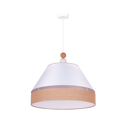 Duolla - Pendel AVIGNON 1xE27/15W/230V diameter 60 cm hvid/brun